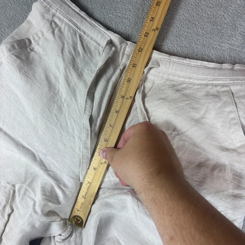 Cubavera Pants Men Medium (Fits 30x30) Linen Blend Drawstring Relaxed Beige